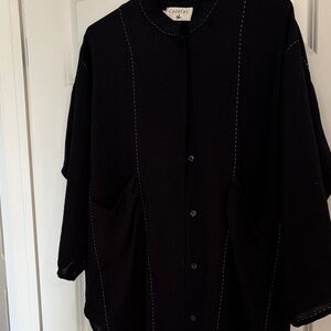Black Cotelac Blouse or jacket with White Stitching- size 8